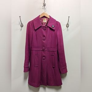 Tulle Wool Peacoat - Berry